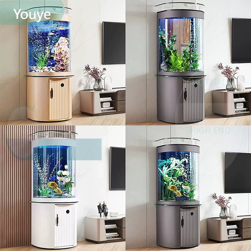 Aquarium Fish Low Maintenance - ตู้ปลาทรงครึ่งวงกลม ZL พร้อมกรองด้านล่าง ทำจากกระจก สำหรับตั้งโต๊ะ เป็นมิตรกับสิ่งแวดล้อม