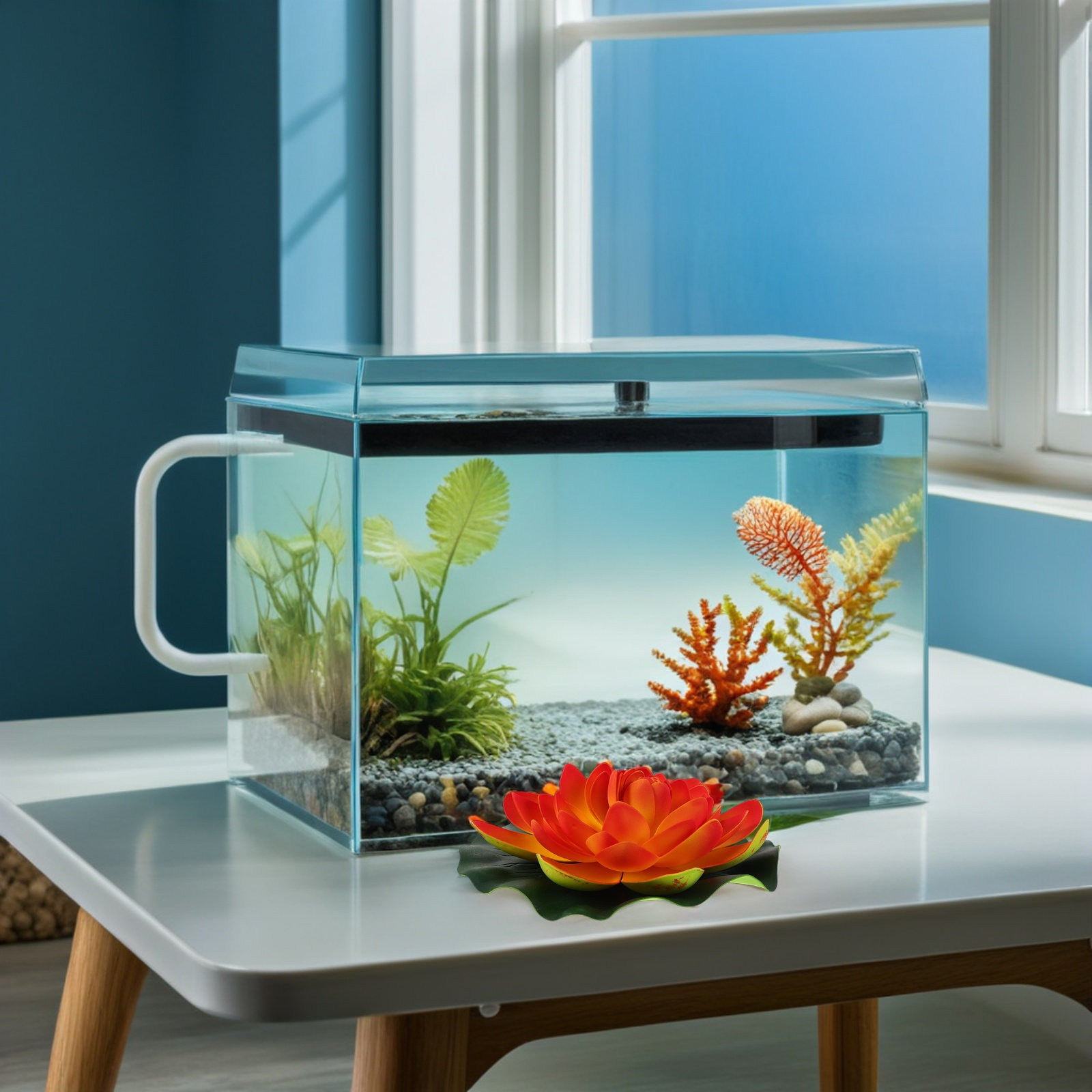 Aquarium Fish Low Maintenance - ดอกบัวลอยน้ำประดิษฐ์ 3 ชิ้น เนื้อสัมผัสสมจริง เหมือนจริง สำหรับตกแต่งตู้ปลา