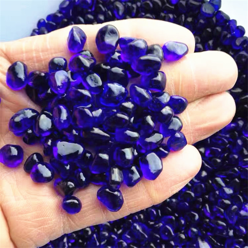 Aquarium Fish Colour - หินกรวดแก้วสีฟ้า 1000 กรัม คริสตัลเคลือบสี สำหรับตกแต่งตู้ปลา แจกัน