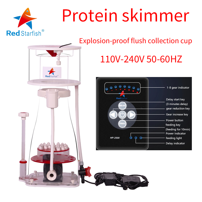 Protein Skimmer Reef - 110-240V ปลาดาวสีแดง Aquarium ภายในโปรตีน Skimmer Sump