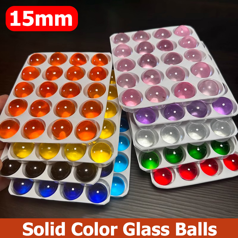 Aquarium Fish Bowl - ลูกแก้วสีพื้น 10/20 ชิ้น เส้นผ่านศูนย์กลาง 15 มม.