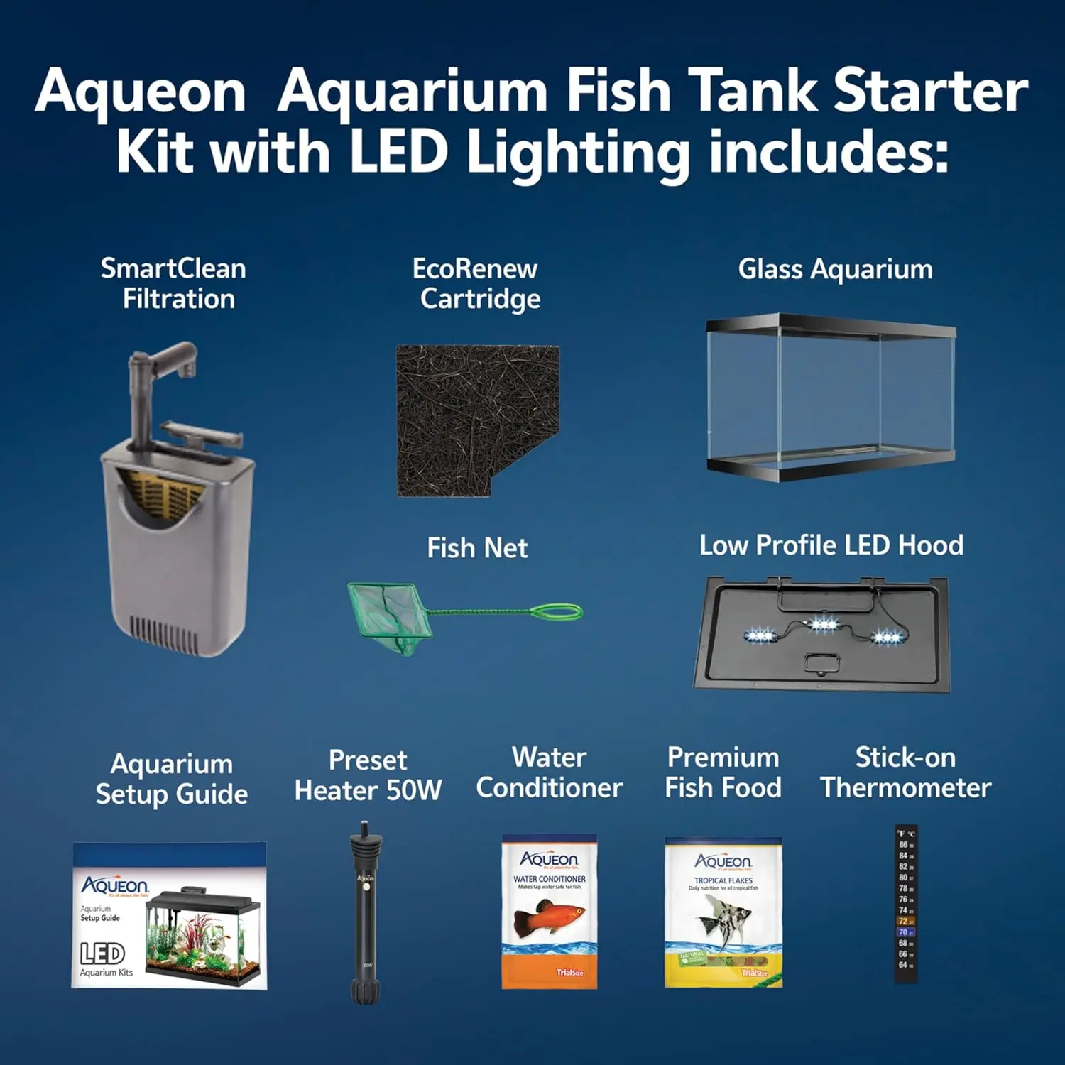 Tetra Fish In Aquarium - ชุดเริ่มต้นตู้ปลาพร้อมระบบกรองอัจฉริยะและไฟ LED, สำหรับปลาต้นน้ำและน้ำเค็ม, เหมาะสำหรับปลาเตตร้า, ปลากุปปี้, และอื่นๆ