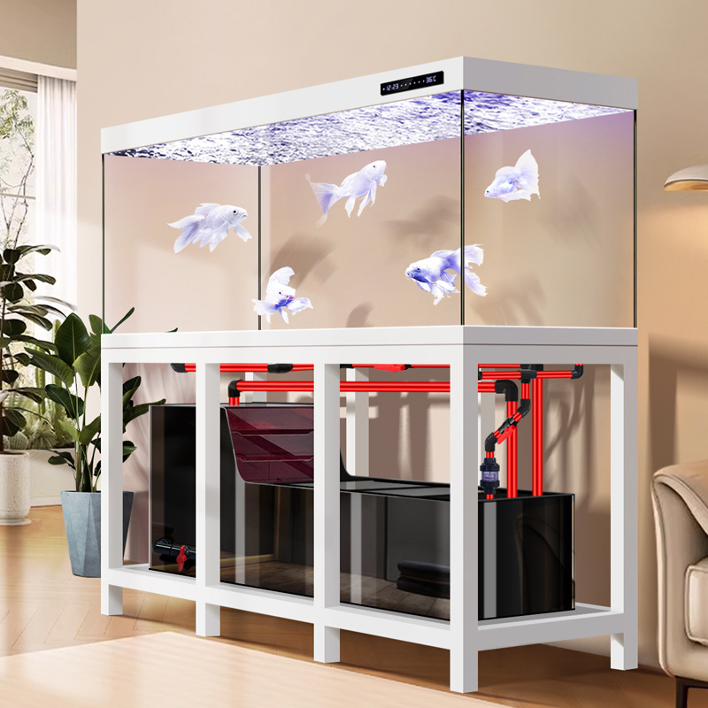 Aquarium Fish Low Maintenance - ตู้ปลาอะโรวาน่าขนาดใหญ่แบบไม่มีท่อสำหรับอุตสาหกรรม รุ่นใหม่ปี 2026 กระจกใสพิเศษพร้อมระบบกรองแบบรวมในตัว ดูแลรักษาง่าย