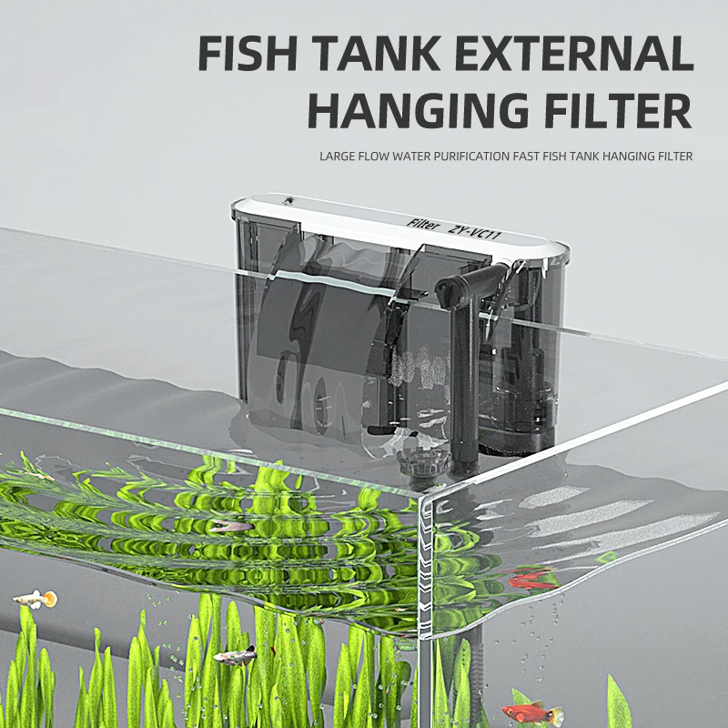 Aquarium Fish Background - 110V 220V Aquarium FILTER ติดผนังถังปลากรองภายนอกหญ้าถังกรองน้ําไหลปรับเหมาะสําหรับ 30-80