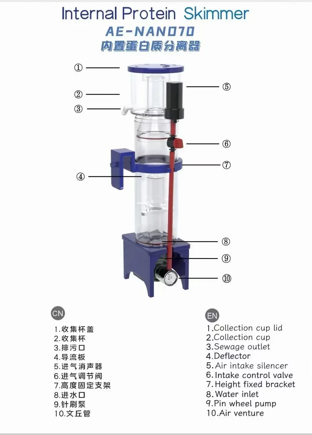 110-240V Aqua Excel Nano 40D 5 - Protein Skimmer Reef บทวิจารณ์และราคา